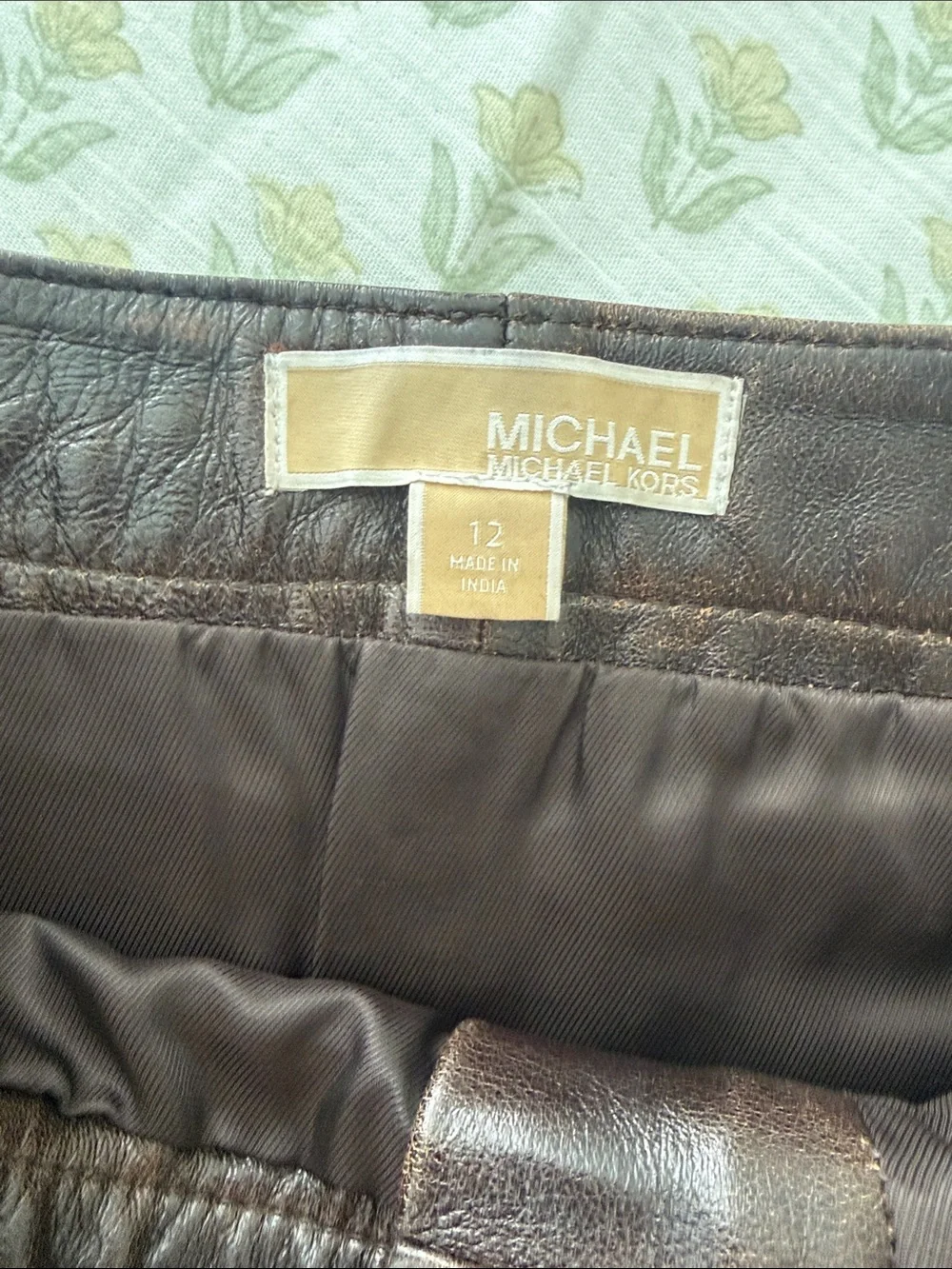 Michael Kors Brown Leather Mini Skirt